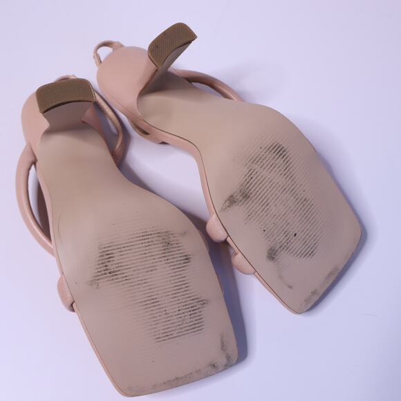 STEVE MADDEN Elizabeth Sandal Flared Heel Square Toe Nude Beige Women's 7.5M - Picture 6 of 10